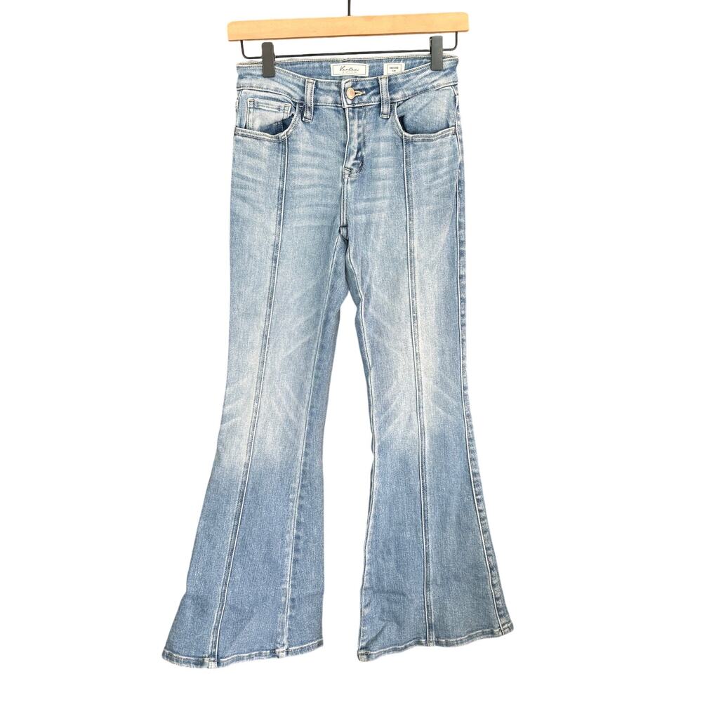 KanCan Flare Jeans 23 00 Boot Cut Wide Leg Light Wash Y2K Seam Front